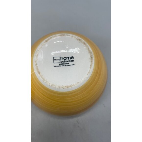 JCPenney Home Collection Ceramic Bowls Set Of 2 Yellow & White Dishwasher READ - Picture 7 of 7